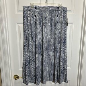 Robert Louis Blue and White Midi A-Line Skirt
